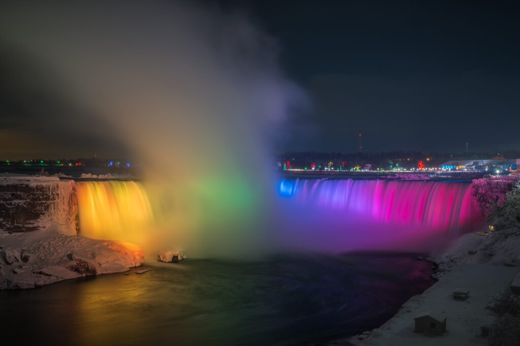 niagara falls with lights